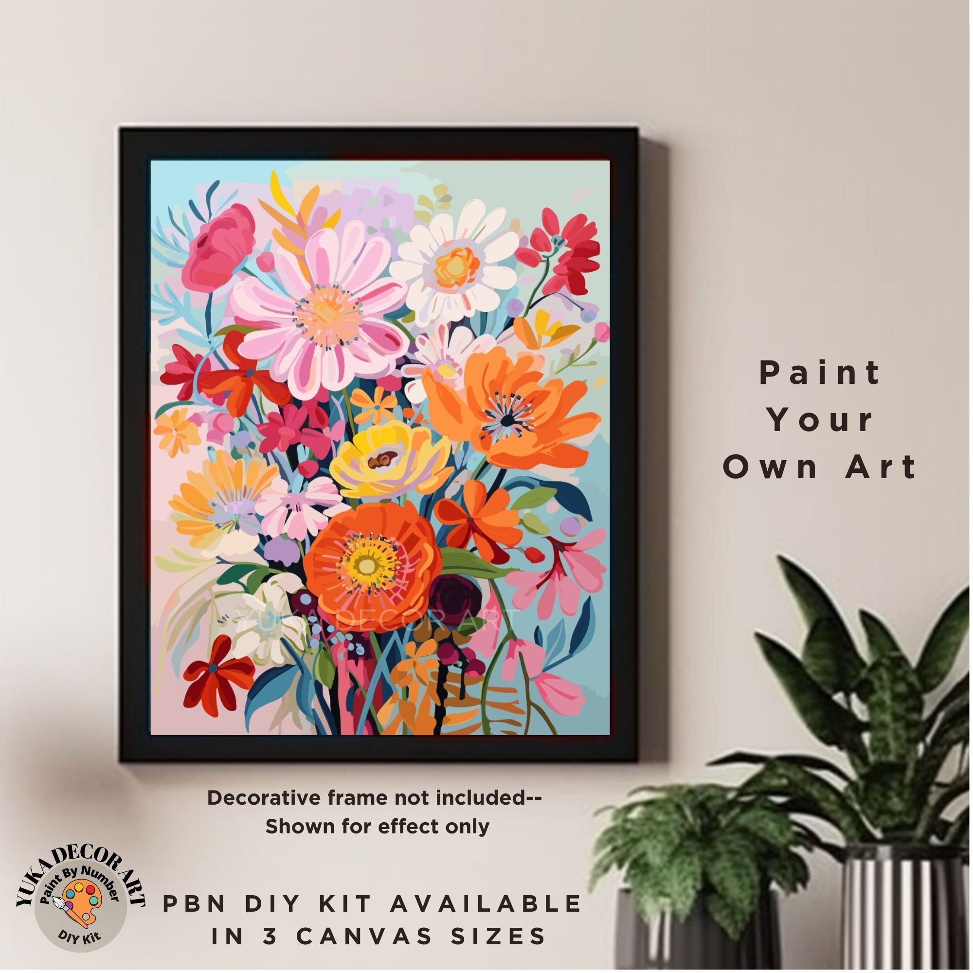 Wildflowers PAINT by NUMBERS Kit Adults garden DIY Painting Chic Floral ...