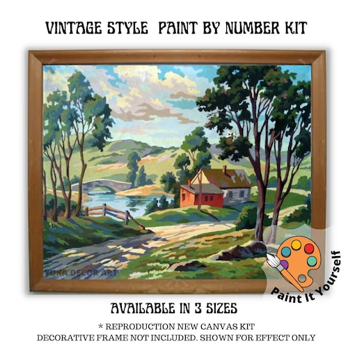 Vintage PAINT by NUMBER Kit for Adult & Kids, DIY Nature Landscape