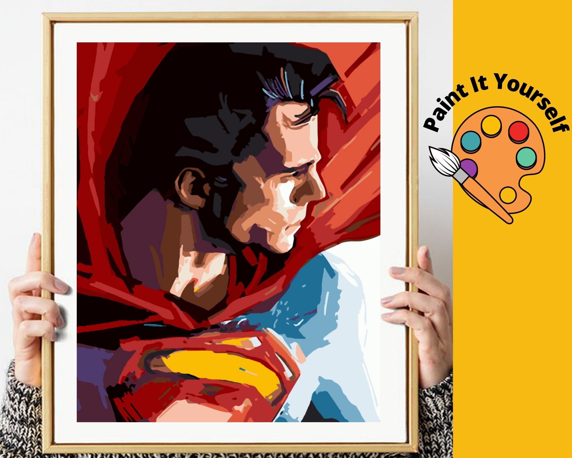 Superman PAINT by NUMBERS DIY Kit for Kids Marvel Movie Etsy