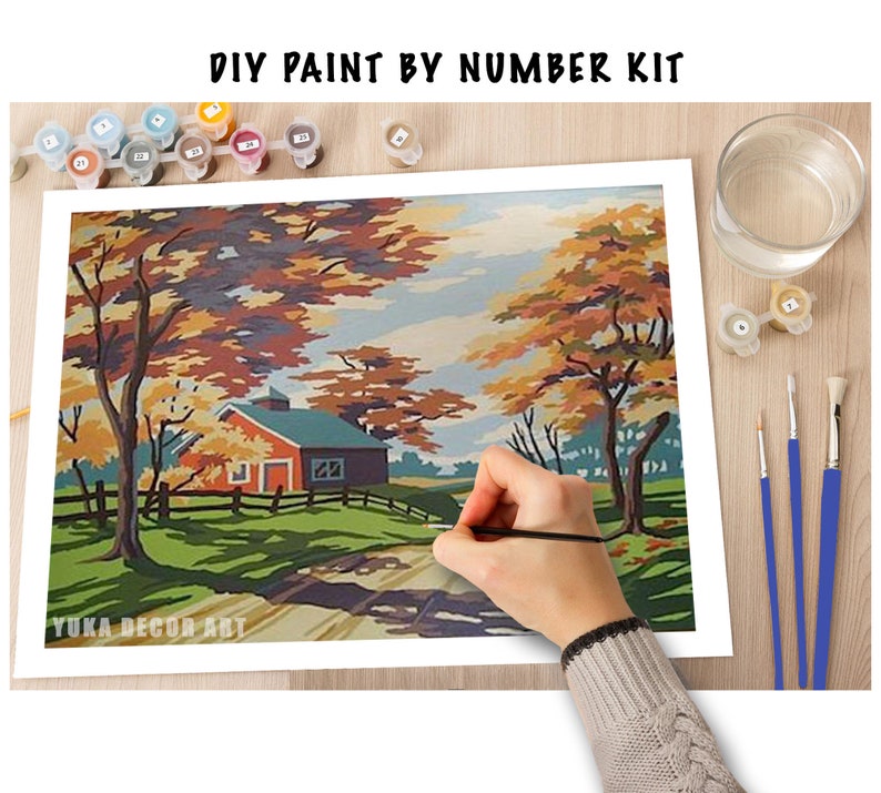 Autumn Inspired PAINT by NUMBER Kit for Adult , DIY Nature Vintage ...