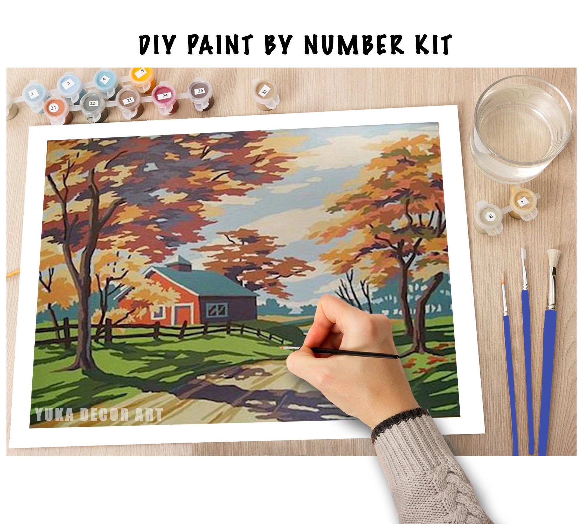 Autumn Inspired PAINT by NUMBER Kit for Adult , DIY Nature Vintage ...