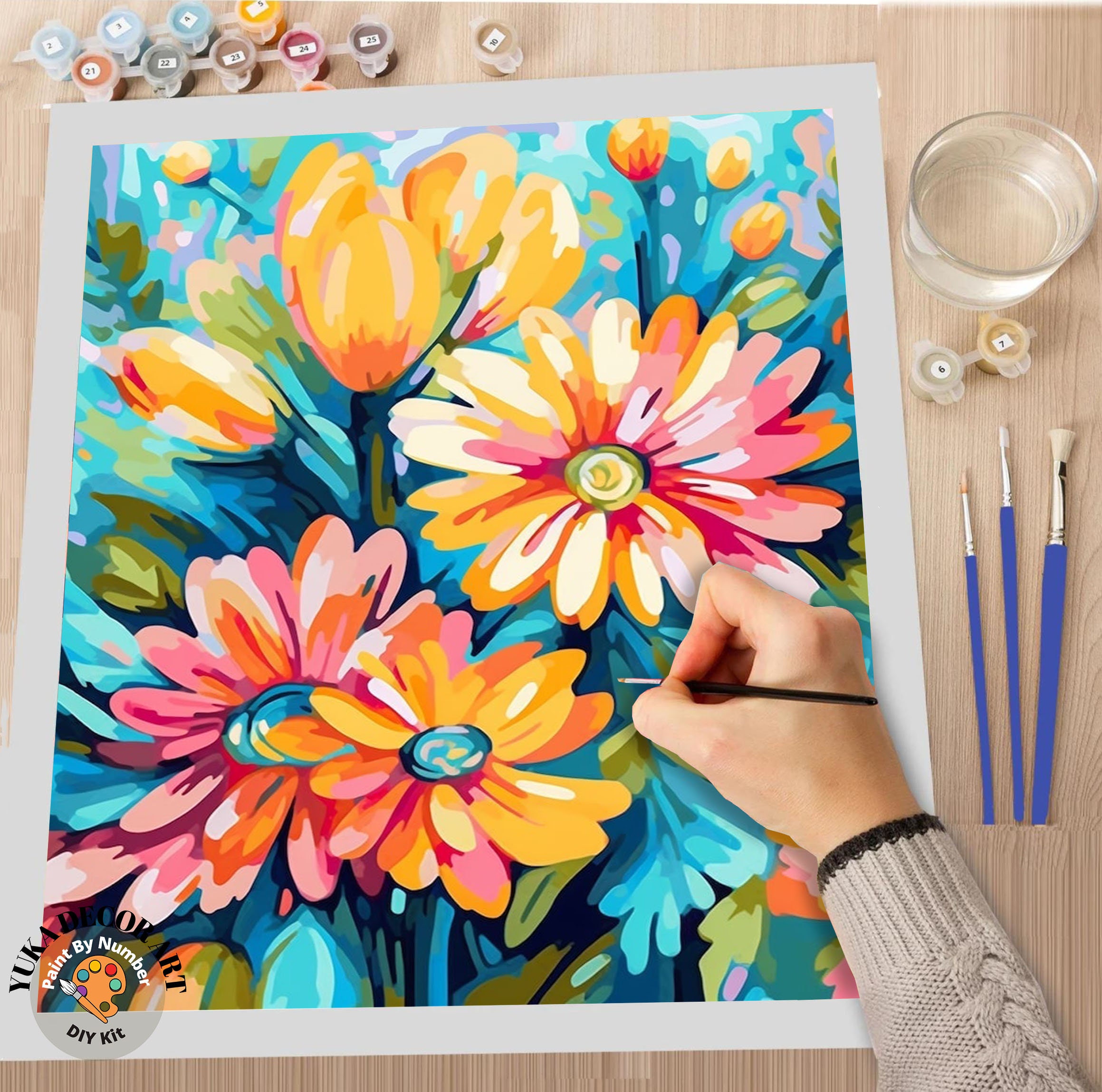 PAINT by NUMBER Kit Adultmountain Flowers Pastel Colors Landscape  Minimalist DIY Beginners Paint Kit Premium Decor Gift for Girlfriend Mom 