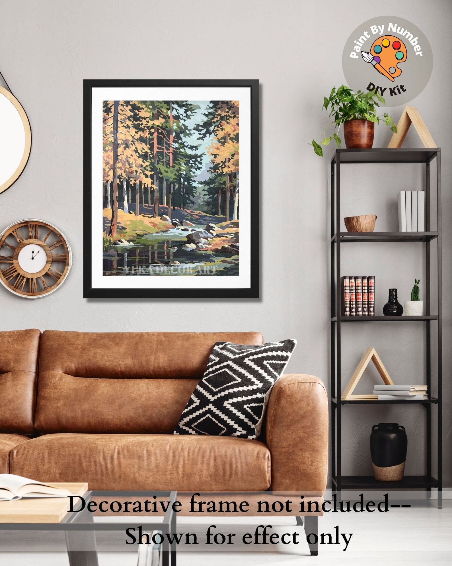 Vintage Style PAINT by NUMBER Kit Adult, Stream River Landscape Art ...