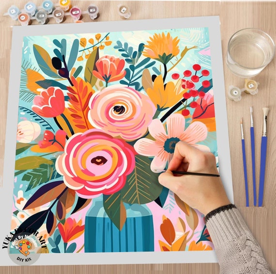 WATERCOLOR FLOWERS - DIY Adult Paint By Number Kit – DAZZLE CRAFTER