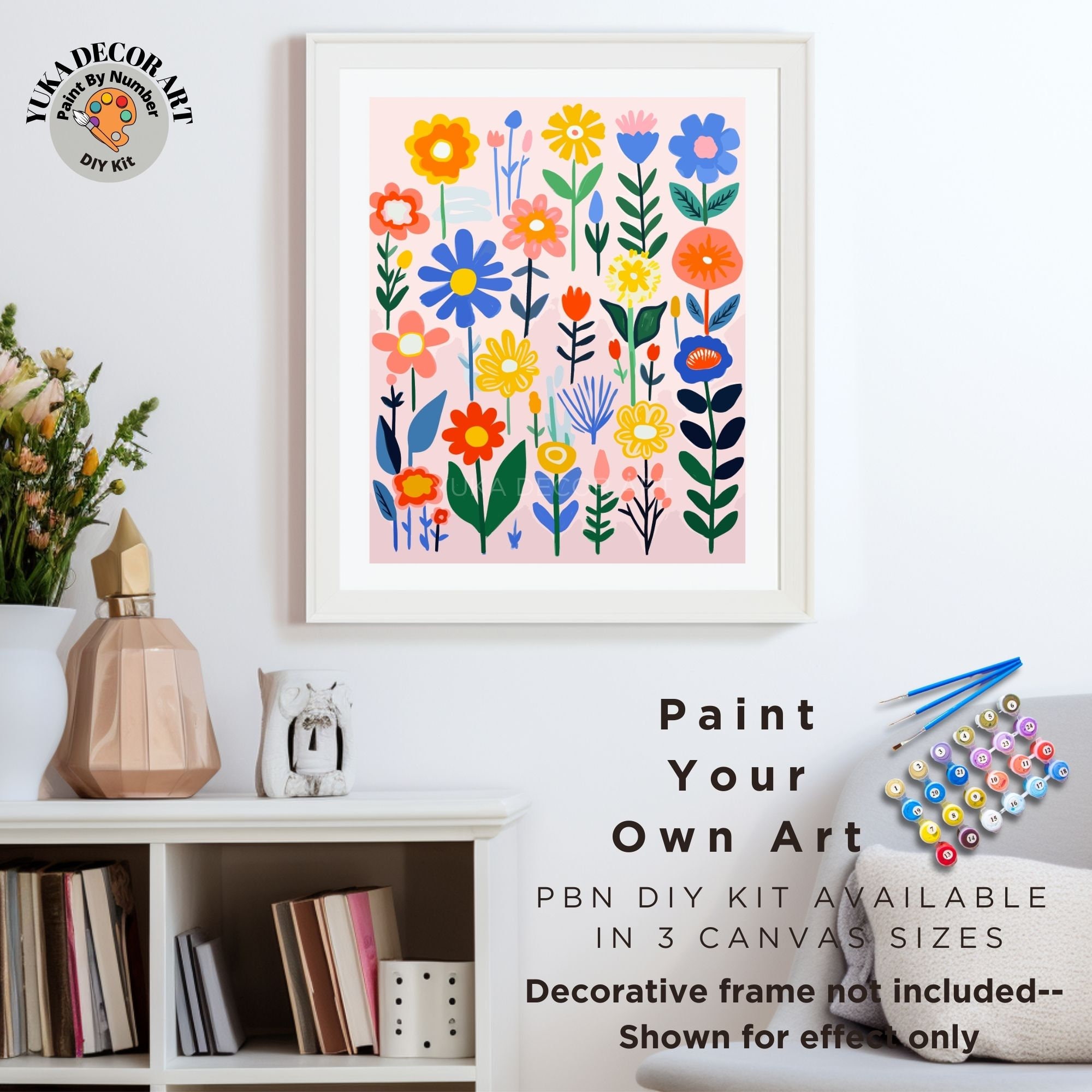 Wildflowers PAINT by NUMBER Kit for Adults , Modern Floral DIY Painting ...