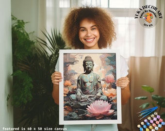 Kit De Pintura Por Números De Buda | Lienzo 90x180 Cm Sin Marco | Pintura Acrílica Y Pinceles Incluidos | Regalo Creativo Para Adultos Y Niños