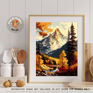 Kit de pintura de montaña por números para adultos, montañas, naturaleza, paisaje, pintura fácil para principiantes, kit de bricolaje, decoración de pared para sala de estar y dormitorio, regalo