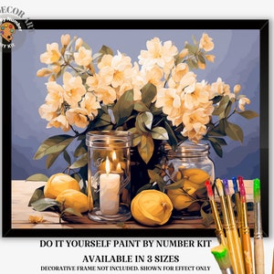 Rustic Decor PAINT by NUMBER Kit Adult, Floral Still Life Painting , Beginner Acrylic Painting DIY Kit ,Cottage Decor ,Gift for Grandmother