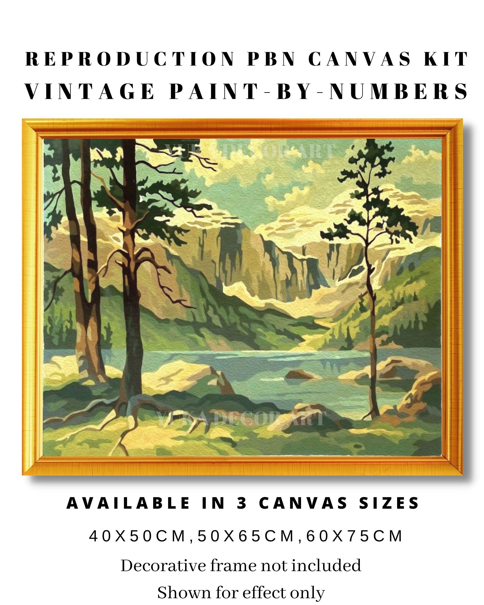 Valley Lake Vintage Style PAINT by NUMBER Kit Adult, Snow Mountain