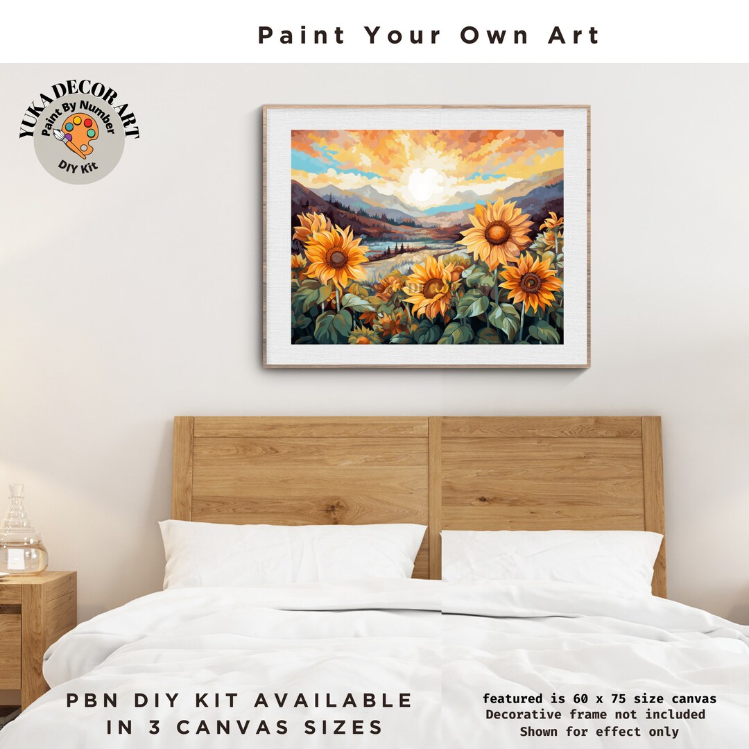 Sunflowers Adult DIY PAINT by NUMBER Kit Mountain Valley Sunrise Art ...