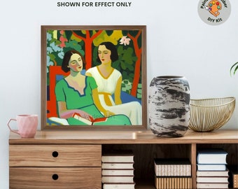 Matisse Inspired PAINT by NUMBER Kit Adult Women Portrait Friends Chatting Mid Century Ambience Easy  Acrylic Painting Decor Gift Girlfriend