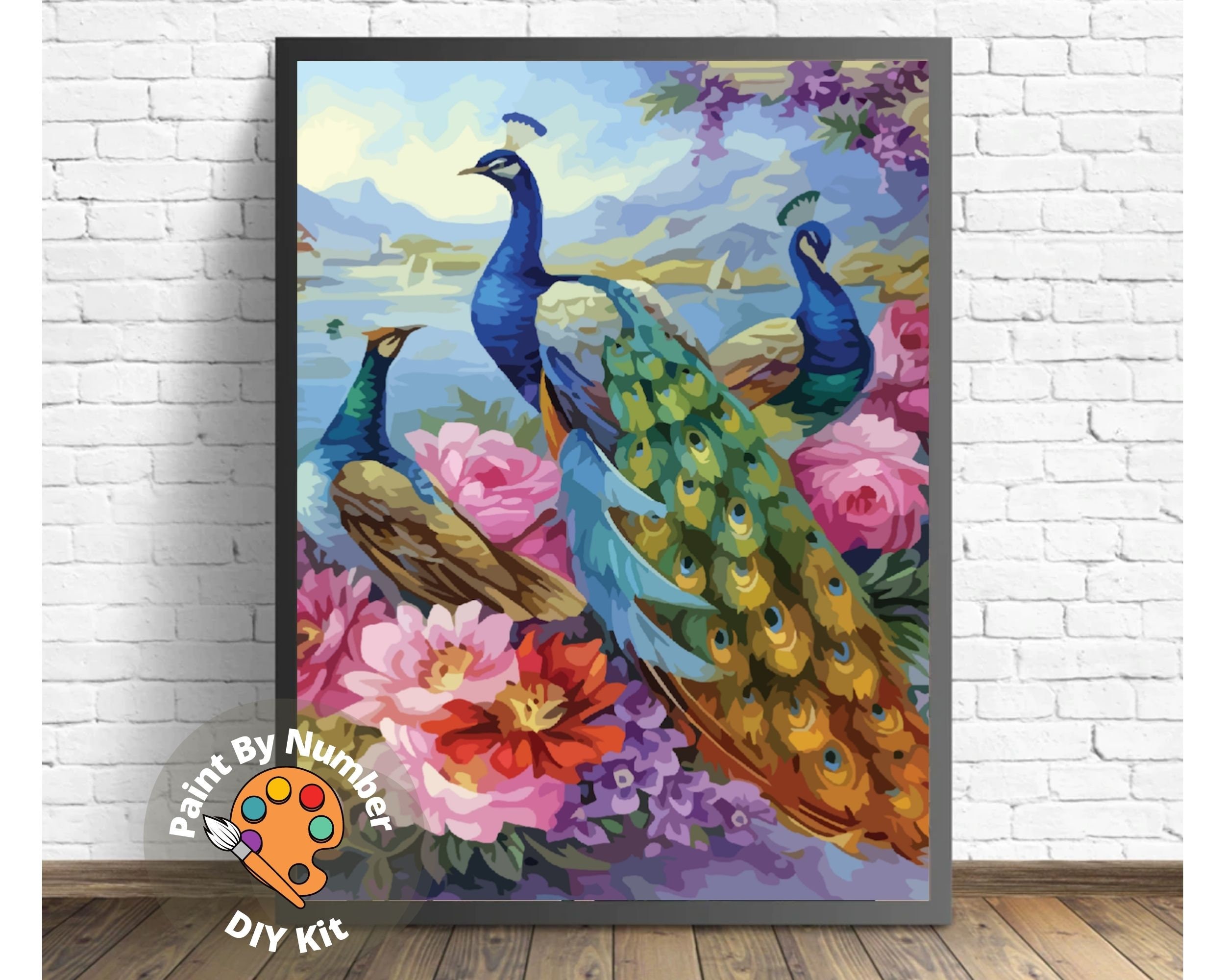 Peacock Paint by Numbers Oil Painting for Adults Kids Paint by