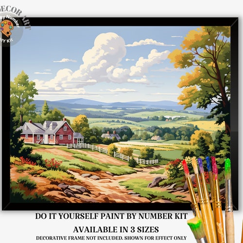 SKRYUIE Hut Village Paint By Numbers Kit For Adults - 16x20 Inch DIY Canvas Painting With Brushes - View #2