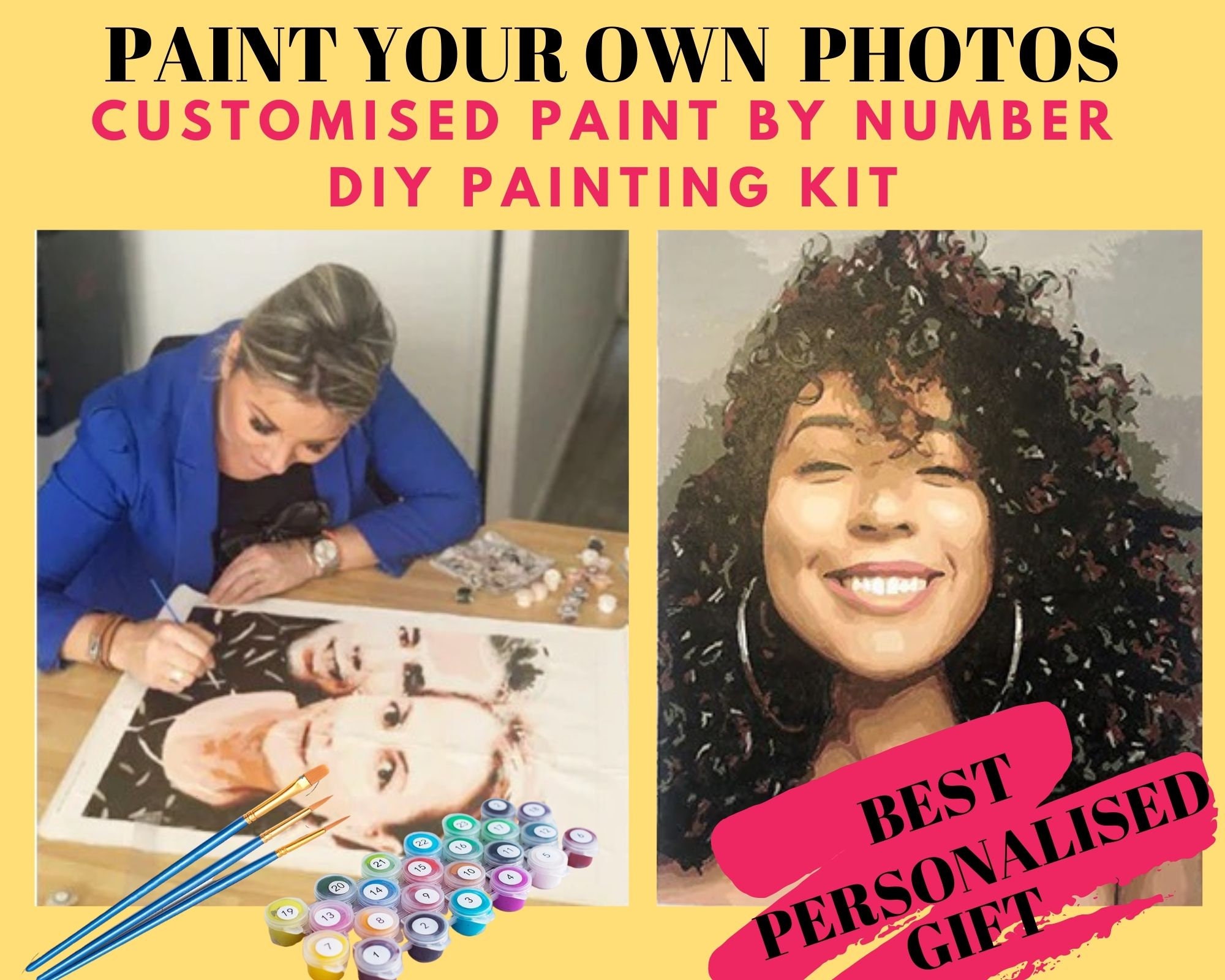 These custom photo paint-by-number art kits are the coolest gift