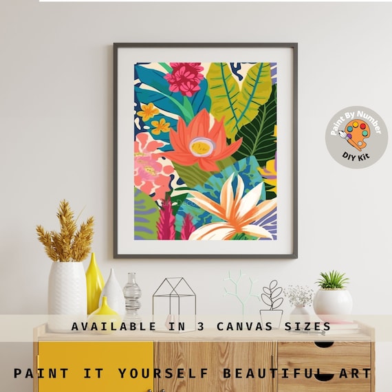 Impression Sur Toile Abstraite Florale - Grande Taille, Moderne, Encadrée, Prête à Accrocher (Décoration Murale)