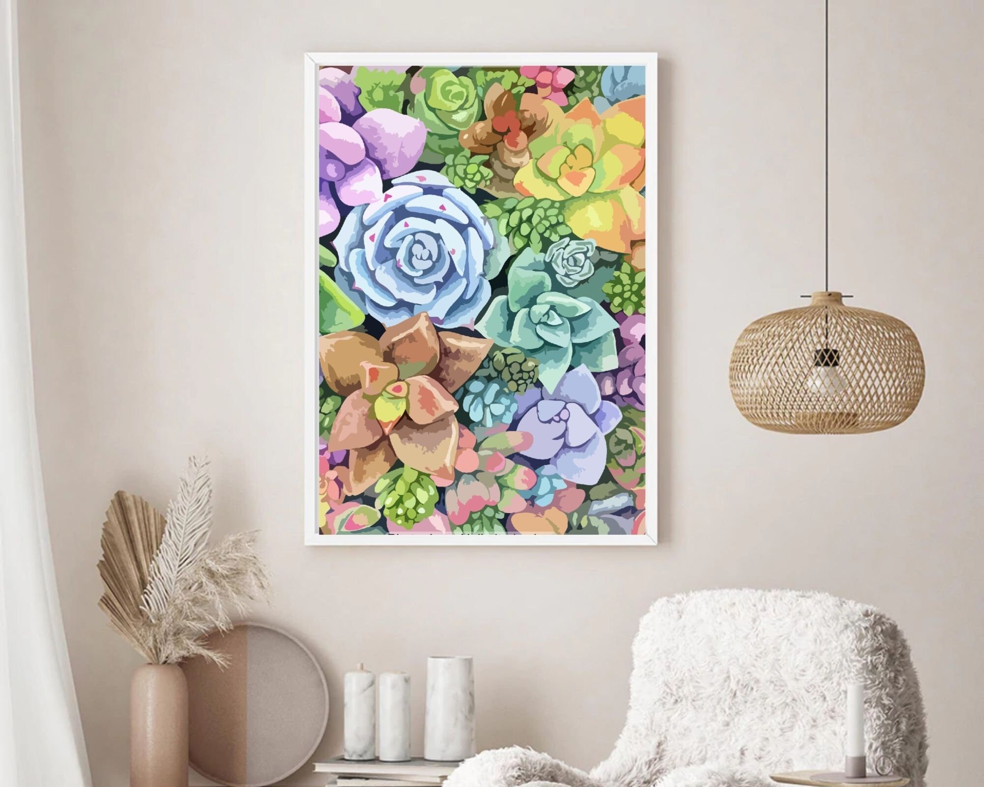 Succulents Garden Paint by Number Kit Adult Canvas Painting Etsy