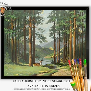 Evergreen Trees PAINT by NUMBER Kit Adult Forest Mountain Painting Easy ...