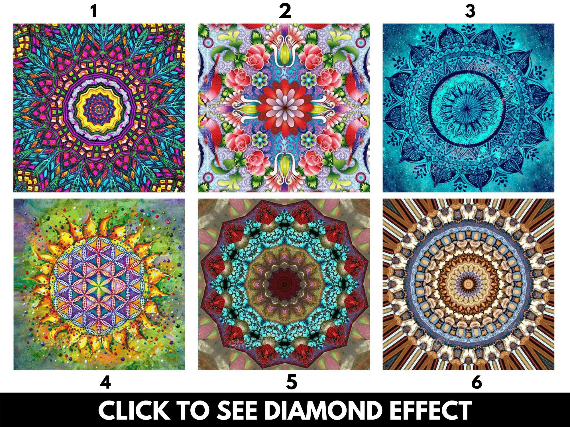 Mandala Designs Kaleidscope Patterns 5D Full Drill Diamond