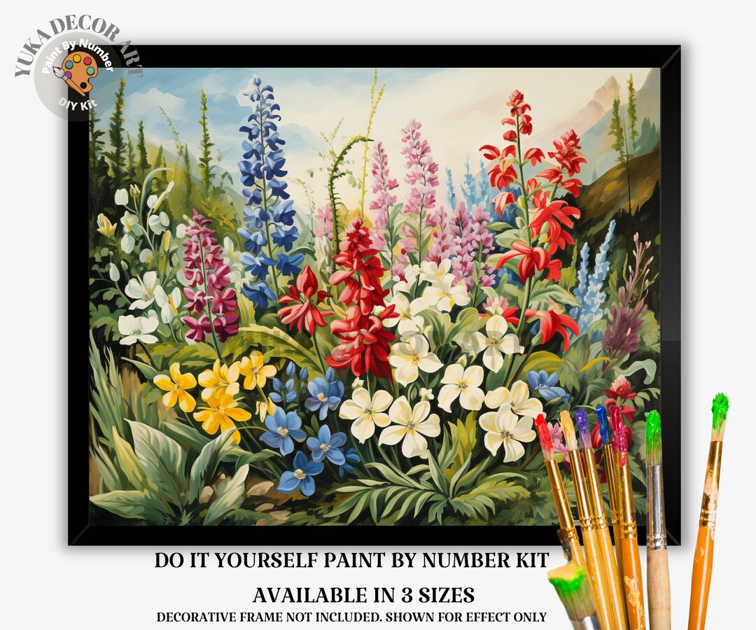 Wildflowers PAINT by NUMBERS Kit Adults spring Flower Garden DIY ...