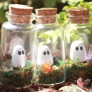 Tiny ghost terrarium with crystals