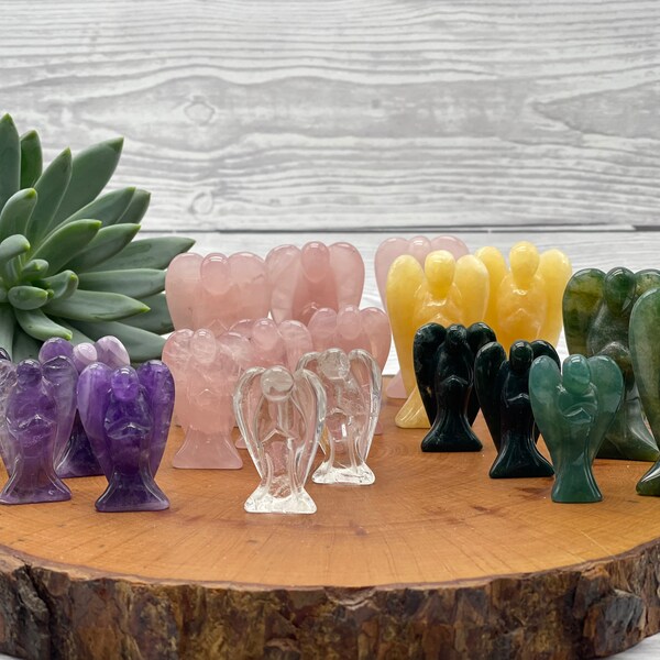 Guardian angel made of rock crystal, rose quartz or aventurine