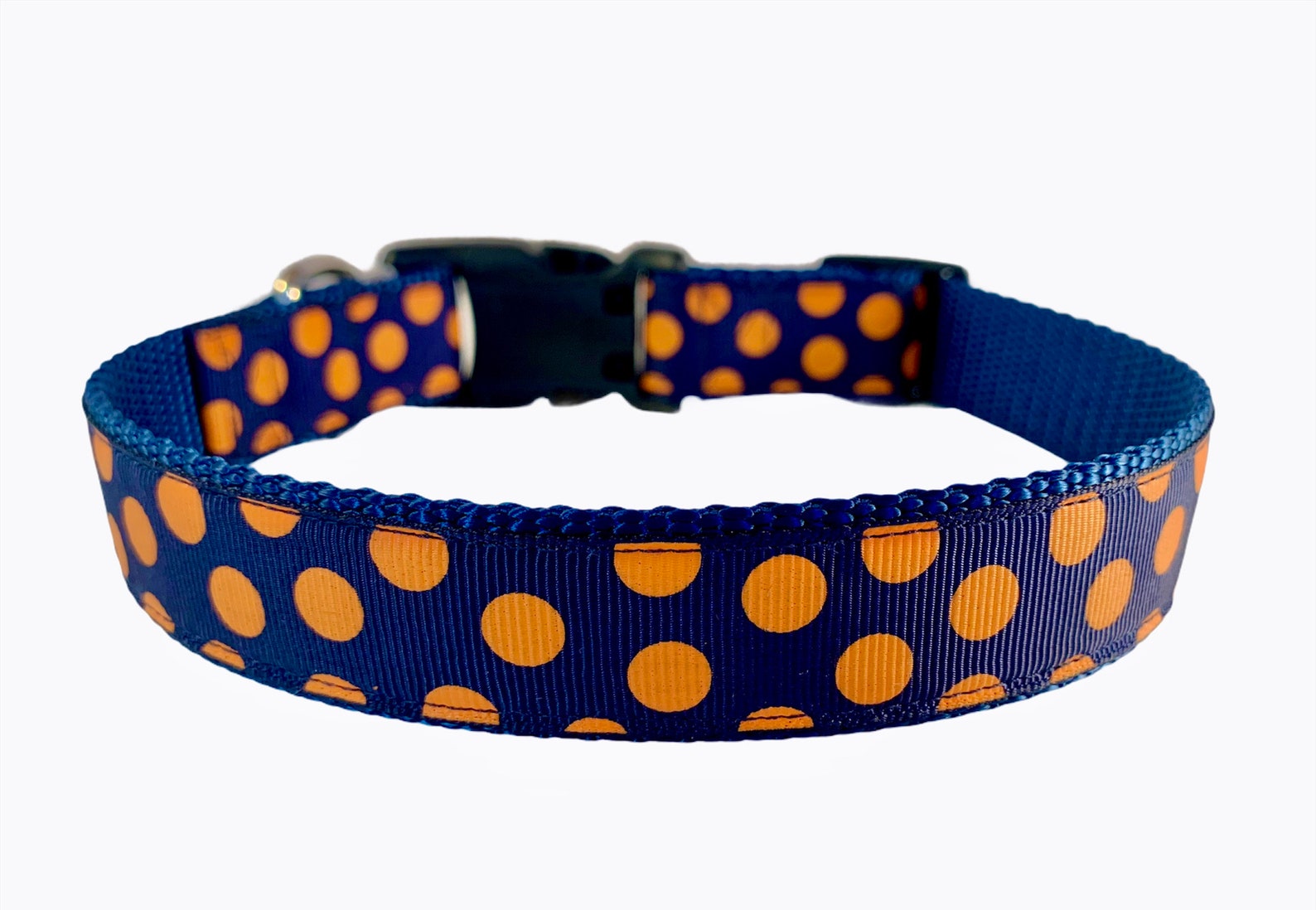 Navy Blue Polka Dot Dog Collar Navy Blue and Orange Auburn Etsy