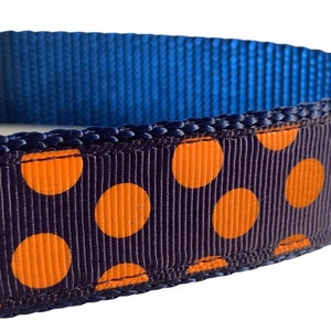 Navy Blue Polka Dot Dog Collar Navy Blue and Orange Auburn - Etsy