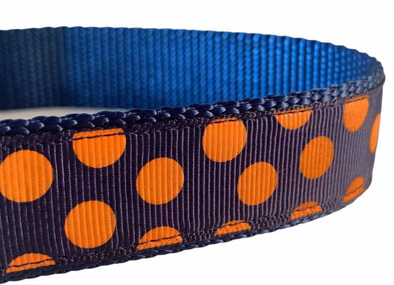 Navy Blue Polka Dot Dog Collar Navy Blue and Orange Auburn - Etsy