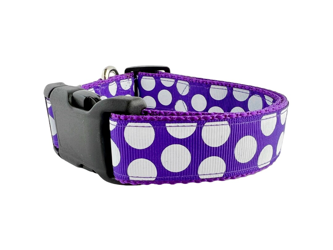 Purple Polka Dot Girl Dog Collar / Adjustable Purple Nylon Etsy