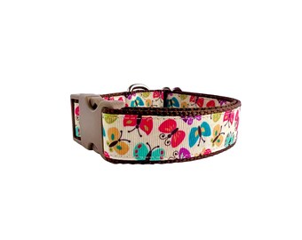 Colorful Butterfly Dog Collar / Spring Meadow Pet Accessory