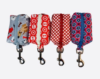 Dog Poop Bag Holder, Dog Waster Bag holder in a variety of colors, Dog Poop Bag Dispensers, Variety of clasps options to fit any leash