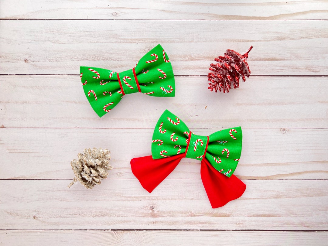 Candy Cane Christmas Dog Bow Tie / Red and Green Christmas Pet Etsy