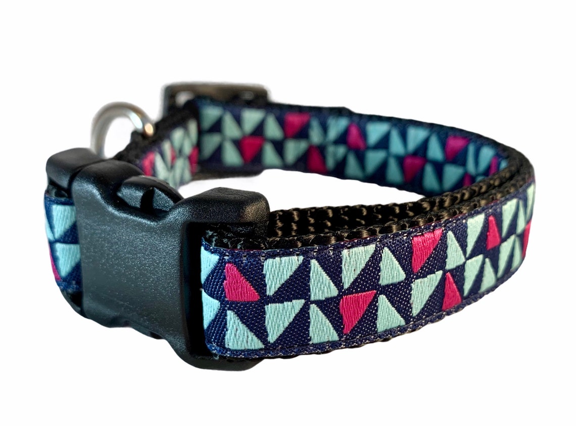 Small Breed Dog Collar 3/4 wide Navy Blue modern Etsy