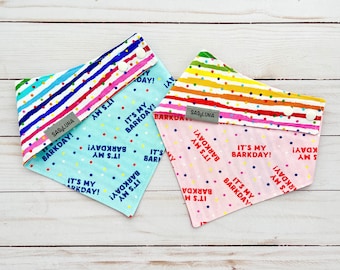 It's My Barkday Dog Bandana / Dog Birthday Bandana / Birthday Pup / Birthday Pawty / Reversible Snap on bandana / Dog Birthday Accessories