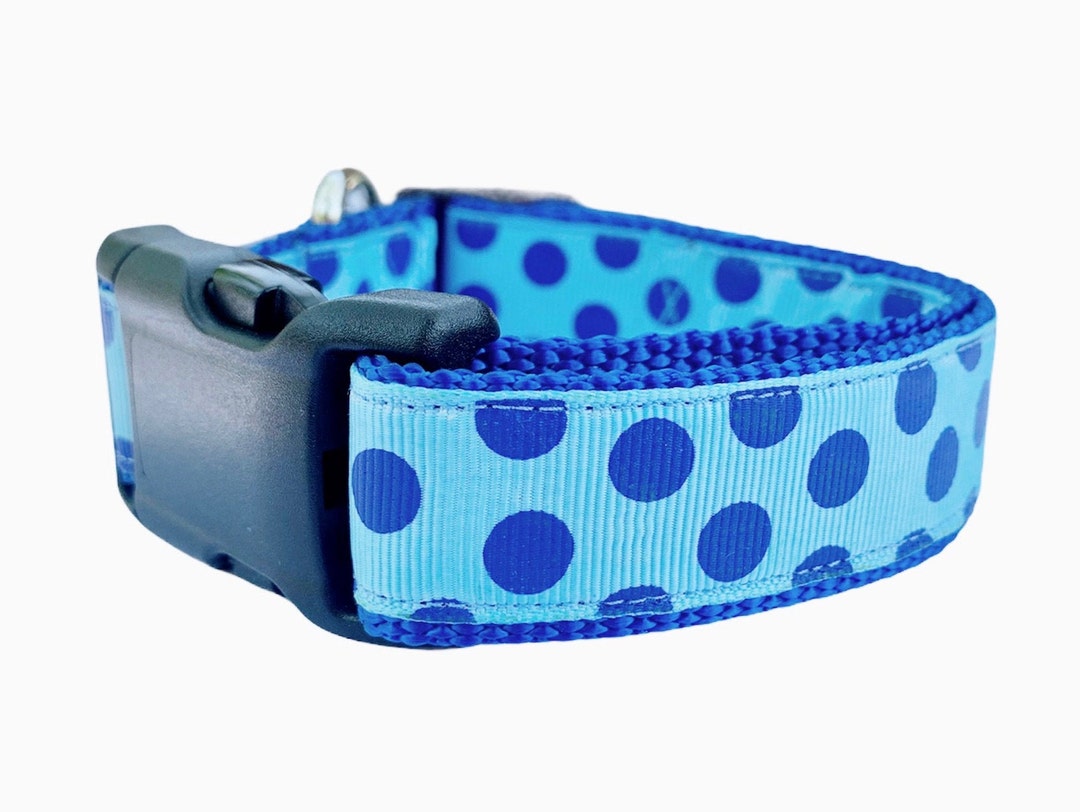 Light Blue Dog Collar Polka Dot Collar Stylish Male Dog Etsy