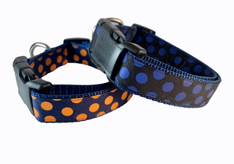 Navy Blue Polka Dot Dog Collar Navy Blue and Orange Auburn Etsy