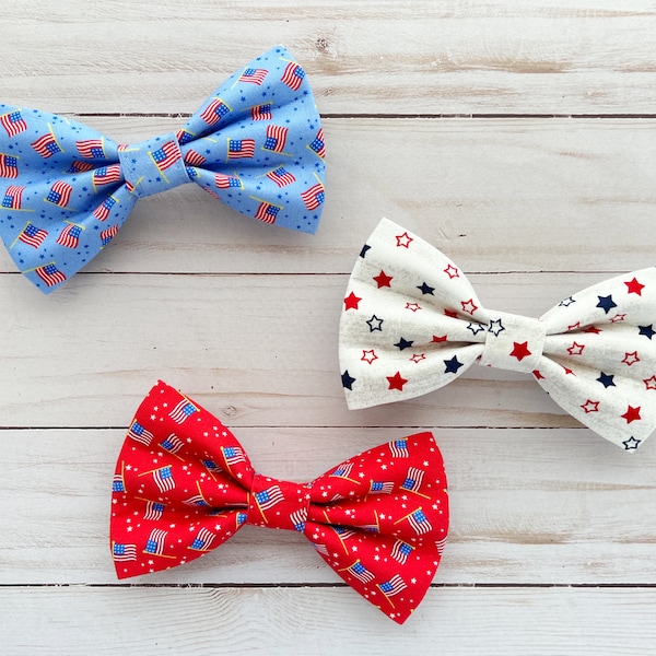 Patriotic Pet Accessories / Fourth of July Dog Bow Tie / Cat Bow Tie / Bowtie Dog Collar / Independence Day Dog / Patriotic Pup