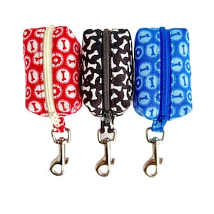 Dog Poop Bag Holder in a variety of colors and designs, Dog Bones, Dog Lover Gift, Dog Poop Bag Dispenser, Easy leash attachment