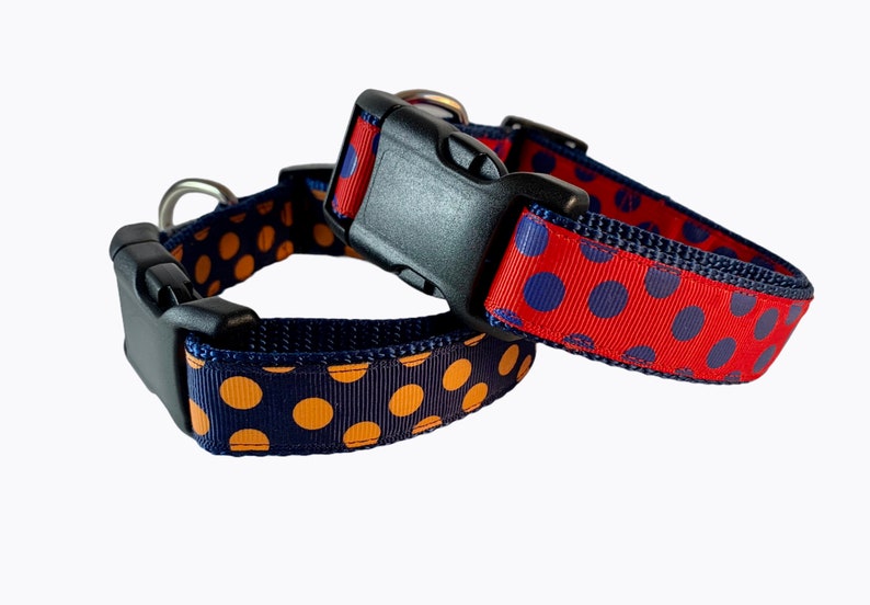 Navy Blue Polka Dot Dog Collar Navy Blue and Orange Auburn Etsy
