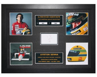 Ayrton Senna signed mounted and framed limited edition print