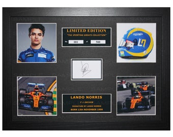 Lando Norris signed mounted and framed limited edition print