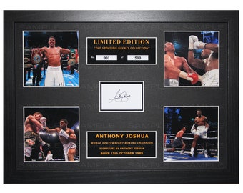 Anthony Joshua signed mounted and framed limited edition print