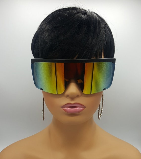 Futuristic Narrow Cyclops Visor Sunglasses Laser Eyeglasses UV400  Personality Mirrored Lens Costume Eyewear Glasses Men Glasses - Walmart.com