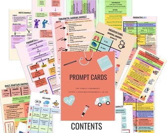 PARAMEDIC Prompt cards - student paramedic FLASH CARDS - Printable - Digital