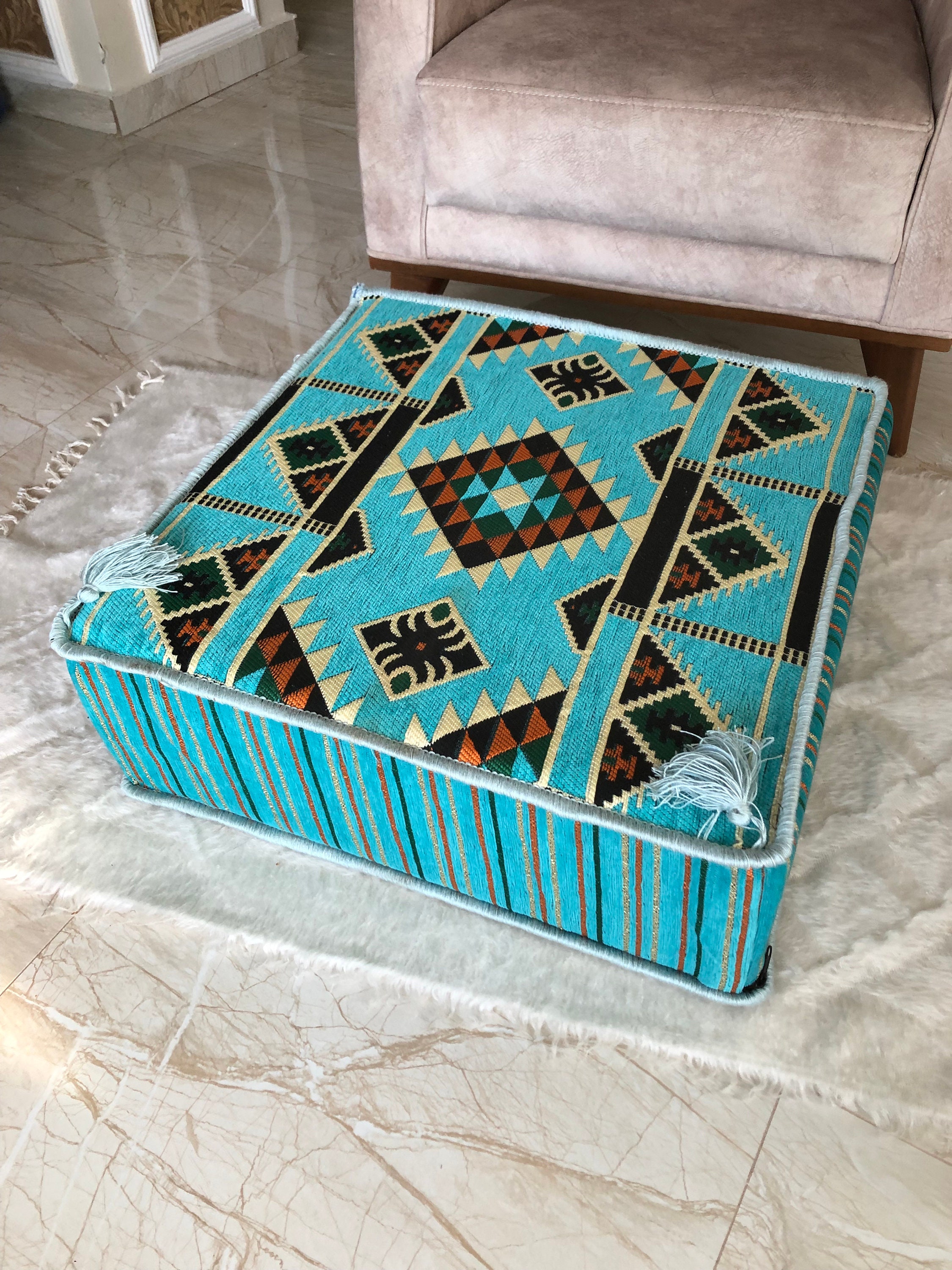 Pouf otomano taburete boho almohada de suelo cojín de piso | Etsy