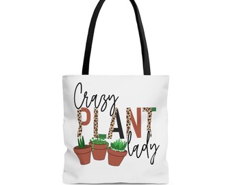 Crazy Plant Lady Tote Bag, Plant Mom gifts, Plant Lover gift, Plant Lady totes, Plant tote bag, Cute plant mom gifts, Cute plant lover gifts