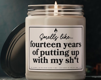 14th Anniversary gift for him, 14 Year Anniversary Gifts, 14th anniversary candle, 14th wedding anniversary gift for her, Anniversary gifts