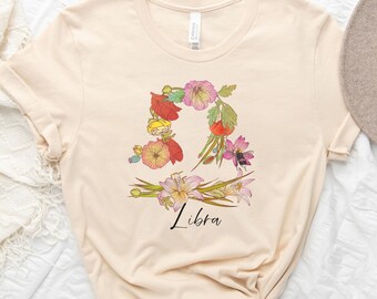 Libra Zodiac T Shirt, Libra shirt, Zodiac T shirt, Libra gift, Boho Shirt, Gift for Libra, October Birthday gift, Horoscope shirt, Astrology