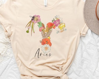 Aries Zodiac T Shirt, Aries shirt, Zodiac sign shirts, Aries zodiac gifts, Horoscope shirt, Aries Birthday gift, Wildflower shirt, Astrology
