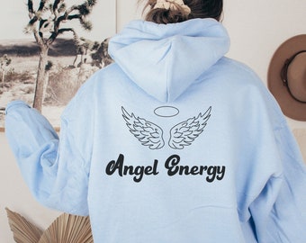 Angel Hoodie, Angel Wings Hoodie, Angel Number Aesthetic, Angel Numbers Shirt, Angel Wings, Angel Core, Angelcore Hoodie, Good Energy Hoodie